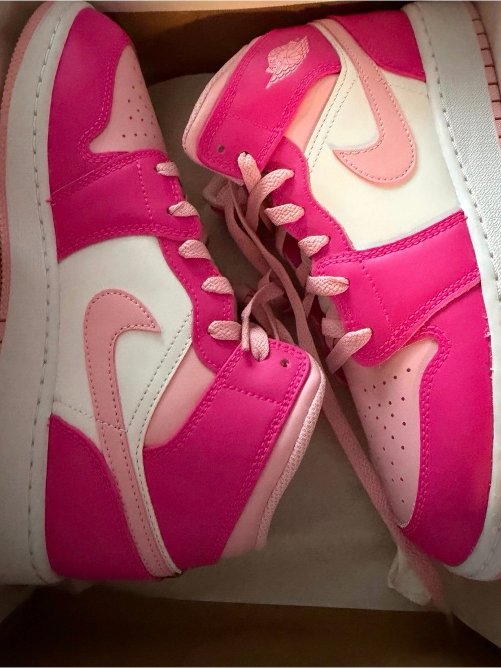 Jordan Women's Hot Pink and Light Pink High-Top Sneakers